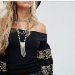 Free People puff off shoulder top